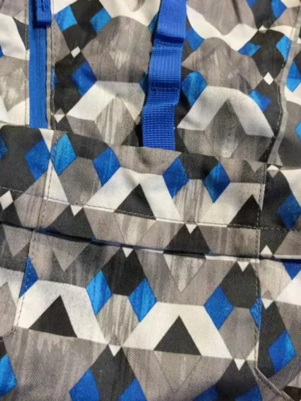 Lands’ End Kids Classmate XL Backpack Blue Gray Geometric Camo Tech Gorpcore